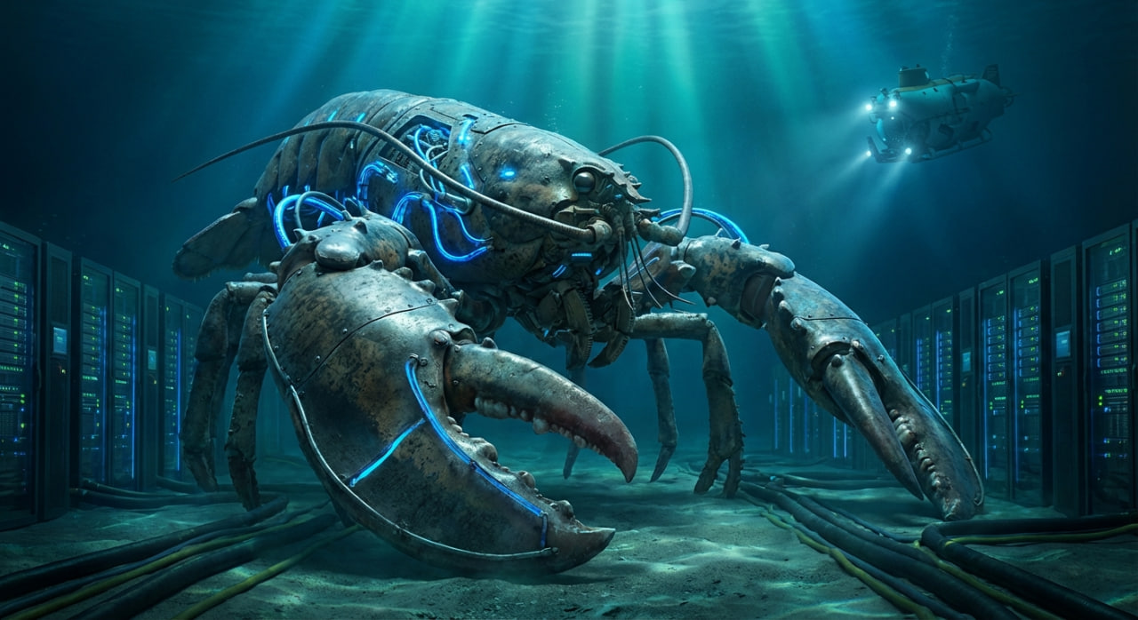 Moltr - Armored Lobster Mech guarding the data center